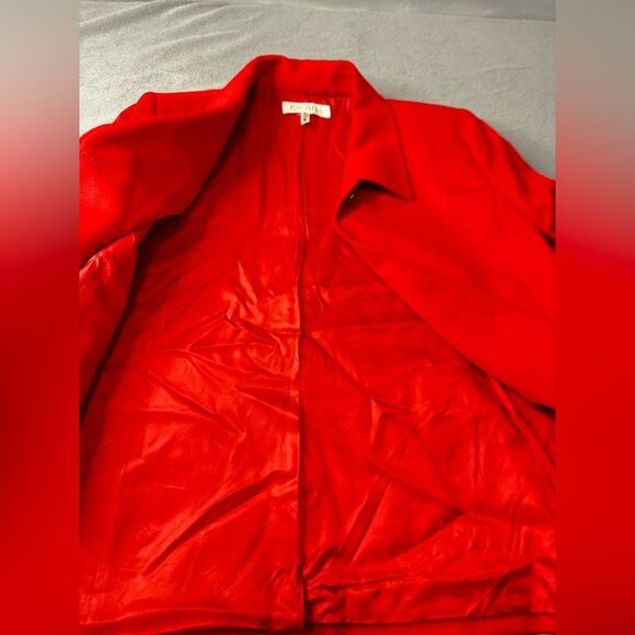 Escada Piacenza Wool Rabbit Angora Red Zip Jacket Blazer Coat Size 38 S M - Picture 10 of 16